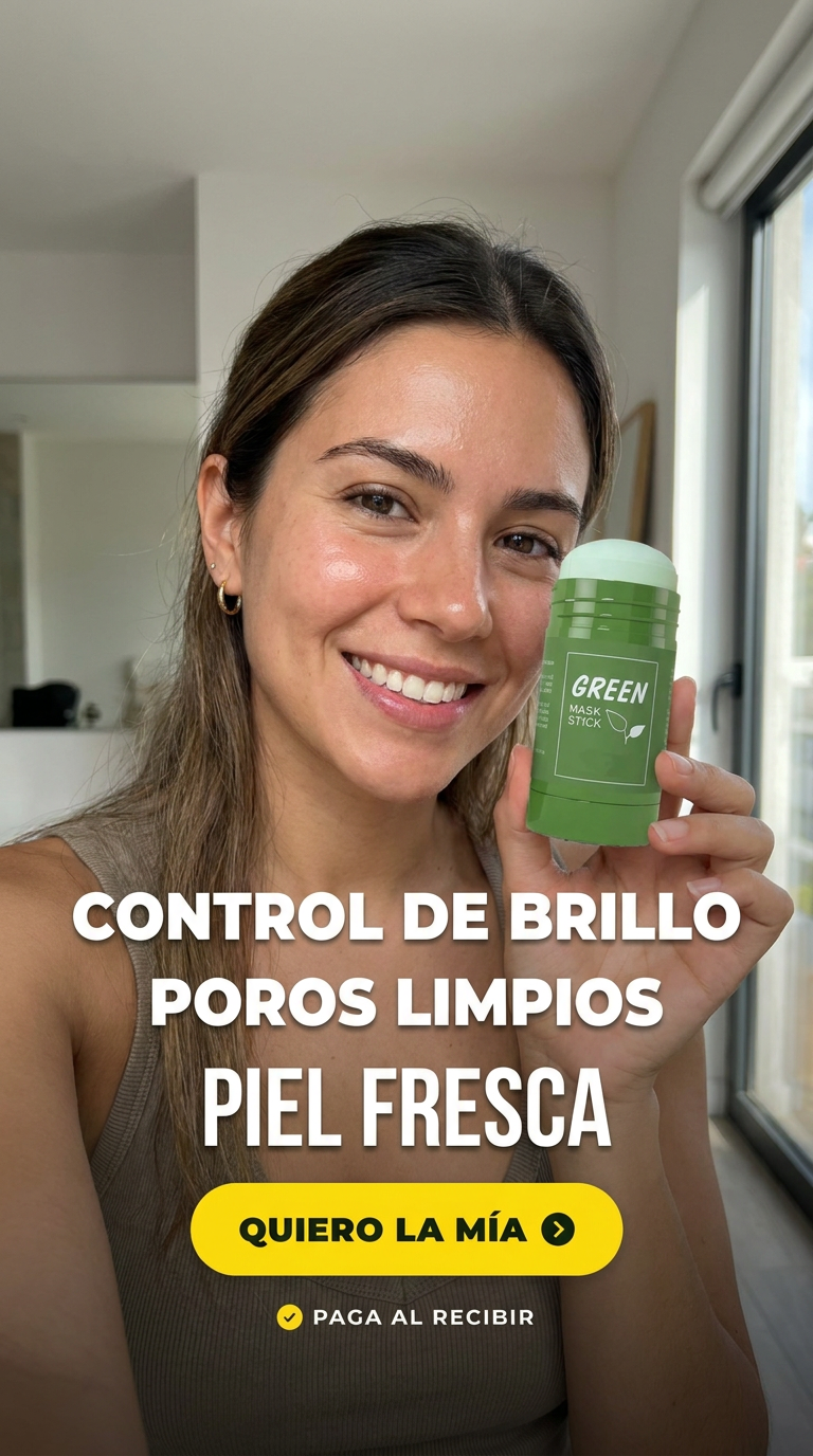 Cansada de una piel con exceso de grasa Utiliza la Mascarilla de té verde en barra: se aplica en segundos, sin mezclas ni brochas