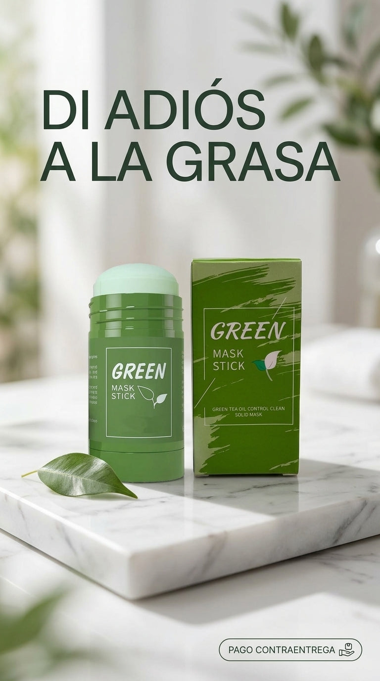 Cansada de una piel con exceso de grasa Utiliza la Mascarilla de té verde en barra: se aplica en segundos, sin mezclas ni brochas