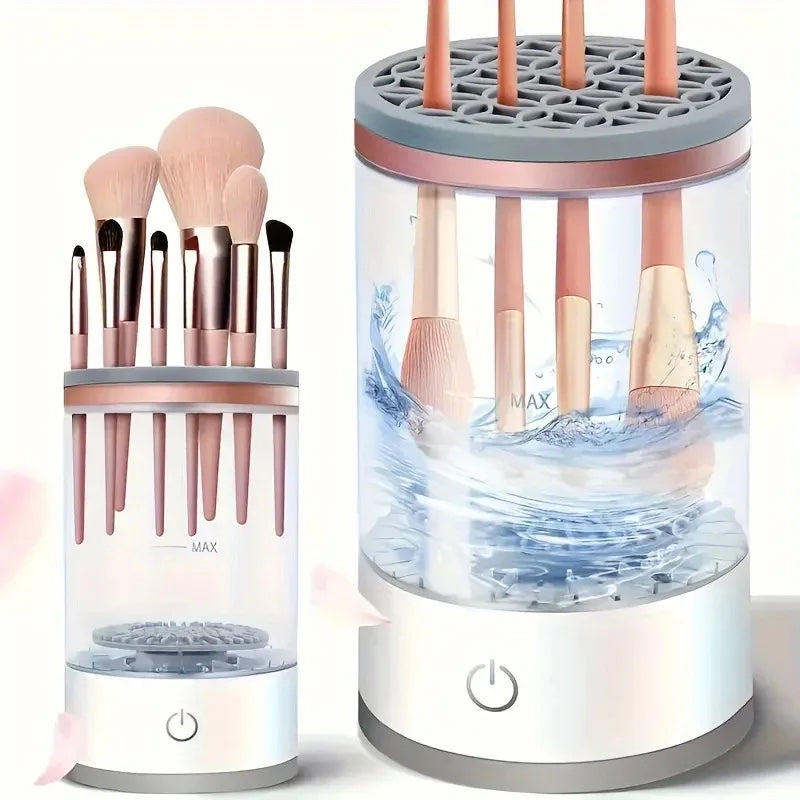 Limpiador de brochas eléctrico con brochas de maquillaje