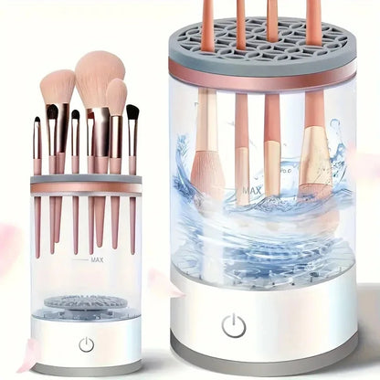 Limpiador de brochas eléctrico con brochas de maquillaje