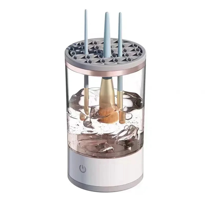 Limpiador de brochas eléctrico girando con líquido
