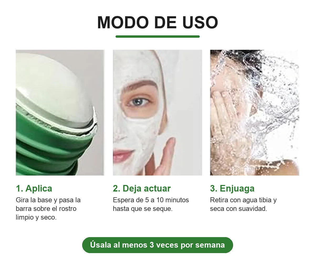 Modo de uso de la mascarilla de té verde en barra